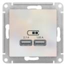 ATLASDESIGN USB РОЗЕТКА A+A, 5В/2,1 А, 2х5В/1,05 А, механизм, ЖЕМЧУГ