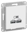 ATN000133 ATLAS USB РОЗЕТКА, 5В, 1 порт x 2,1 А, 2 порта х 1,05 А, механизм, БЕЛЫЙ,Ввезен из РФ