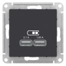 ATLASDESIGN USB РОЗЕТКА A+A, 5В/2,1 А, 2х5В/1,05 А, механизм, КАРБОН