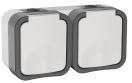 TORS Розетка 2-я с з/к кр. гориз. 16А IP55 TS222 сер-бел IEK