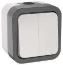 TORS Выключатель двухклавишный 10А IP55 TS205 сер-бел IEK