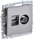 BRITE Розетка двойная TV+RJ45 кат.5E РТВ/РК12-БрС сталь IEK, BR-AK20-1-K46, Ввезен из РФ