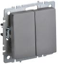 BRITE Выключатель 2-клавишный 10А ВС10-2-0-БрС сталь IEK, BR-V20-0-10-K46,  Ввезен из РФ. Код ОКРБ 007-2012: 27.33.11