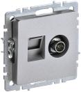 BRITE Розетка двойная TV+RJ45 кат.5E РТВ/РК12-БрА алюминий IEK, BR-AK20-1-K47, Ввезен из РФ