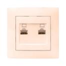 Валенсия розетка компьютерная RJ-45 2-местная кремовая EKF PROxima