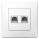 BLANCA С/У РОЗЕТКА двойная: комп.RJ45, кат.5E + телефон. RJ11, БЕЛЫЙ