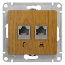 GLOSSA РОЗЕТКА двойная компьютерная RJ45+RJ45, кат.5Е, механизм, ДУБ