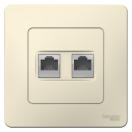BLANCA С/У РОЗЕТКА двойная: комп.RJ45, кат.5E + телефон. RJ11, МОЛОЧНЫЙ