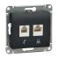 GSL000785 Розетка двойная (телеф+комп) RJ11+ RJ45, кат.5е (антрацит), Ввезен из РФ