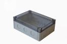 Коробка КР2802-423 АБС-пластик, светло-серый цвет корпуса, крышка низкая, прозрачная,  DIN-рейка РП1, HEGEL, Ввезен из РФ