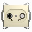 GLOSSA TV-SAT РОЗЕТКА проходная 4DB, механизм, БЕЖЕВЫЙ